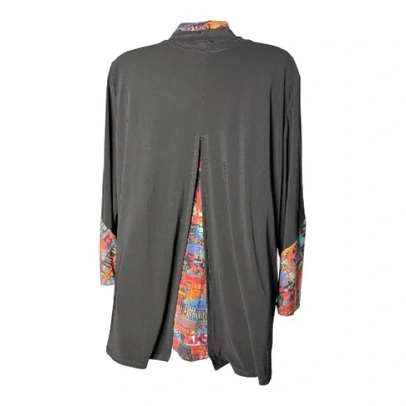 Ali Miles Womens Art To Wear Cowl Neck Top Size PXL Multicolor Long Sleeve Boho - Picture 3 of 11